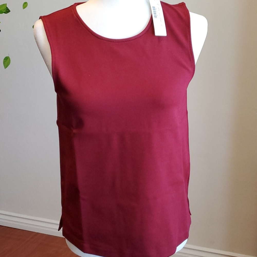 J.Crew Jeweled Button Back Ponte Top Burgundy XS